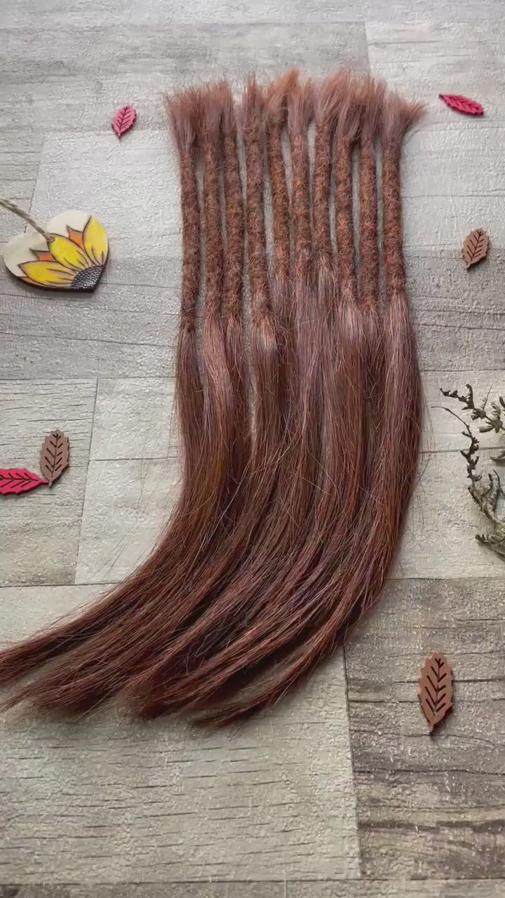 Auburn Double Drawn 100% Virgin Human Hair Dreadlock Extensions Silky 14 Inches