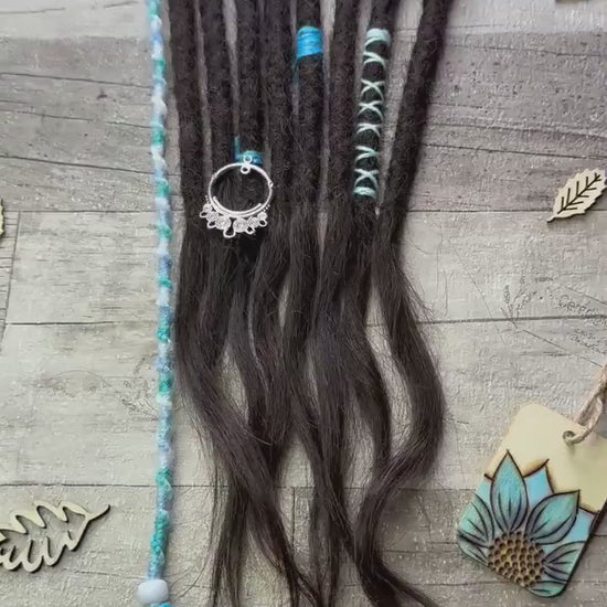 x8 Dark Brown 100% Human Hair Dreadlock Extensions 12 Inch Plus Clip In Macrame Wrap