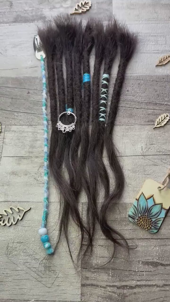 x8 Dark Brown 100% Human Hair Dreadlock Extensions 12 Inch Plus Clip In Macrame Wrap