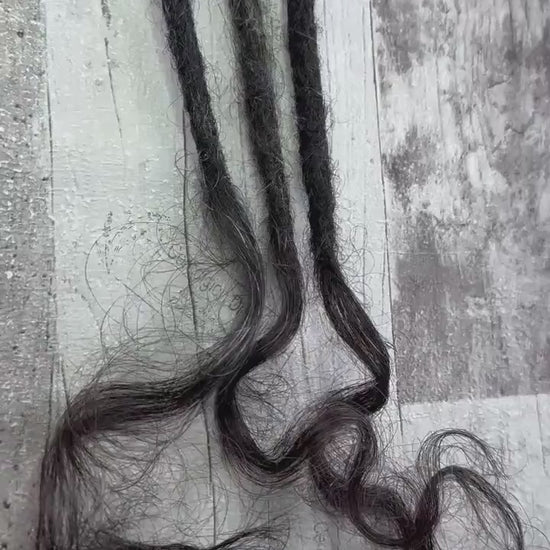 x3 Raw Salt Pepper 100% Human Hair Dreadlock Extensions 12 Inch Curl Wavy