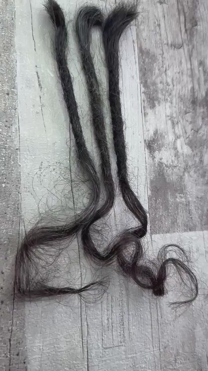 x3 Raw Salt Pepper 100% Human Hair Dreadlock Extensions 12 Inch Curl Wavy