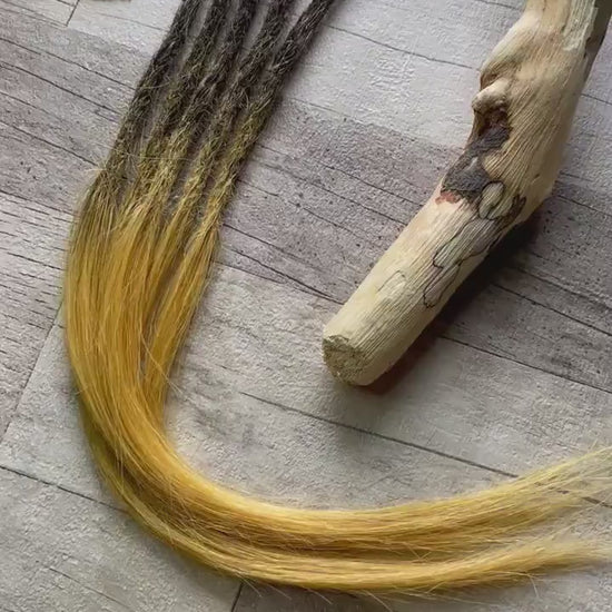 Ombre Black Yellow 100% Human Hair Dreadlock Extensions 17 Inch