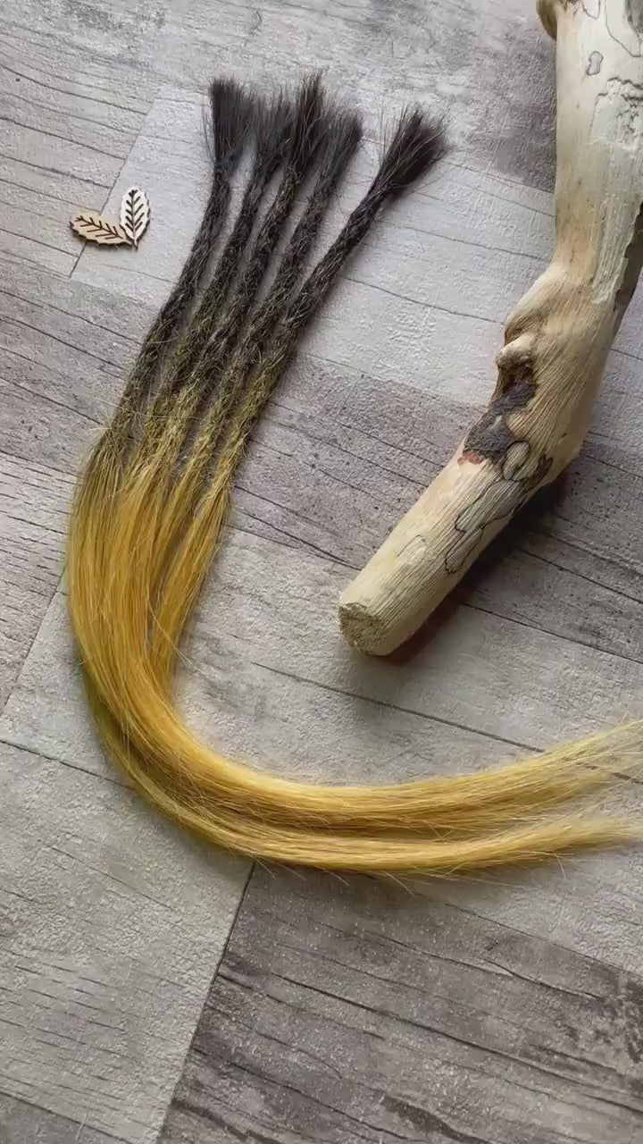 Ombre Black Yellow 100% Human Hair Dreadlock Extensions 17 Inch