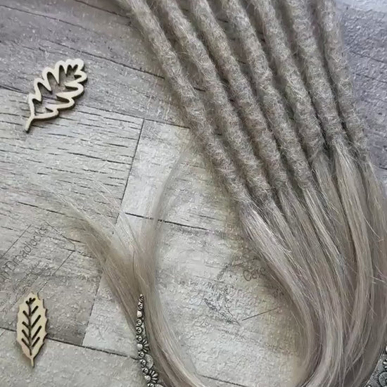 Silver Grey 100% Human Hair Dreadlock Extensions Remy 14 Inch