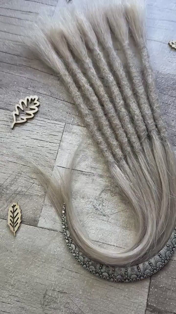 Silver Grey 100% Human Hair Dreadlock Extensions Remy 14 Inch