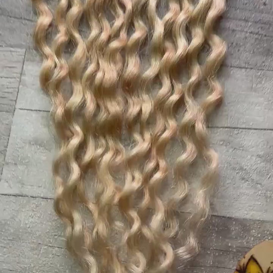 Mixed Blonde Curly 100% Human Hair Dreadlock Extensions 12 Inches