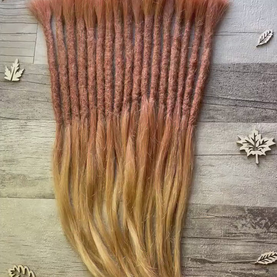 x17 Cinnamon Ombre Chunky 100% Human Hair Dreadlock Extensions 16 Inch