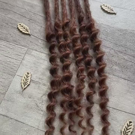x5 Dark Auburn 100% Human Hair Dreadlock Extensions Curly 13 Inch