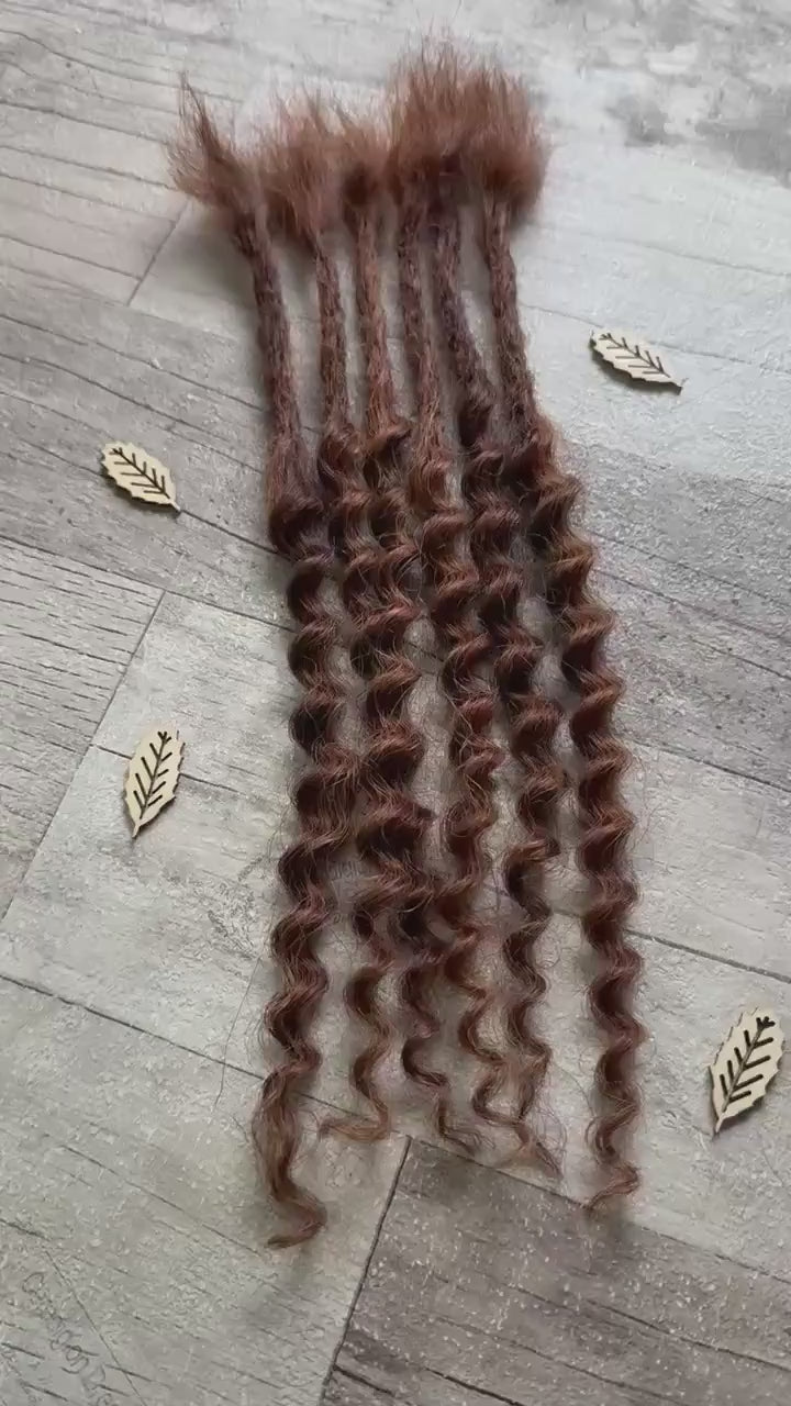 x5 Dark Auburn 100% Human Hair Dreadlock Extensions Curly 13 Inch