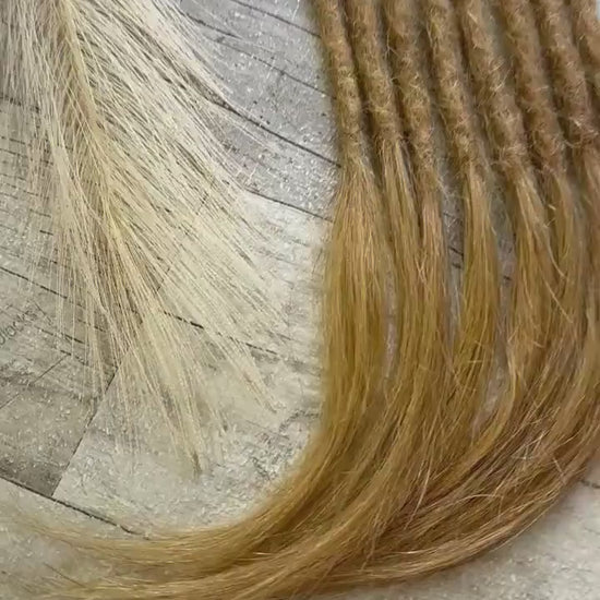 x8 Strawberry Blonde 100% Human Hair Dreadlock Extensions 12 Inches
