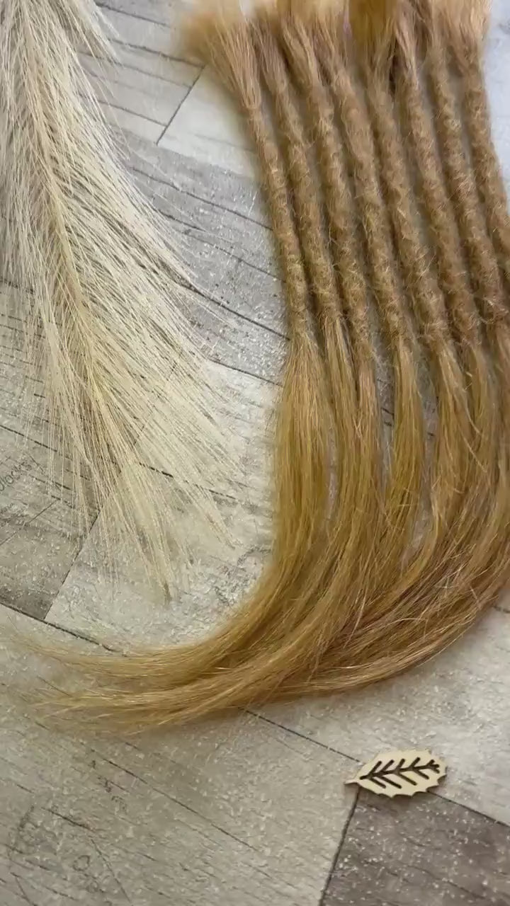 x8 Strawberry Blonde 100% Human Hair Dreadlock Extensions 12 Inches