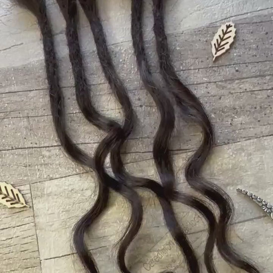x5 Black Brown Curl 100% Human Hair Dreadlock Extensions 10 Inch