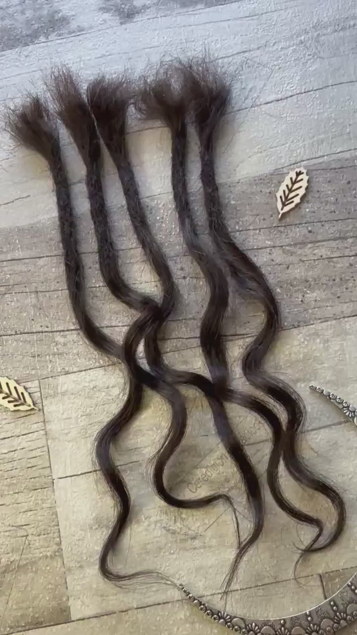 x5 Black Brown Curl 100% Human Hair Dreadlock Extensions 10 Inch