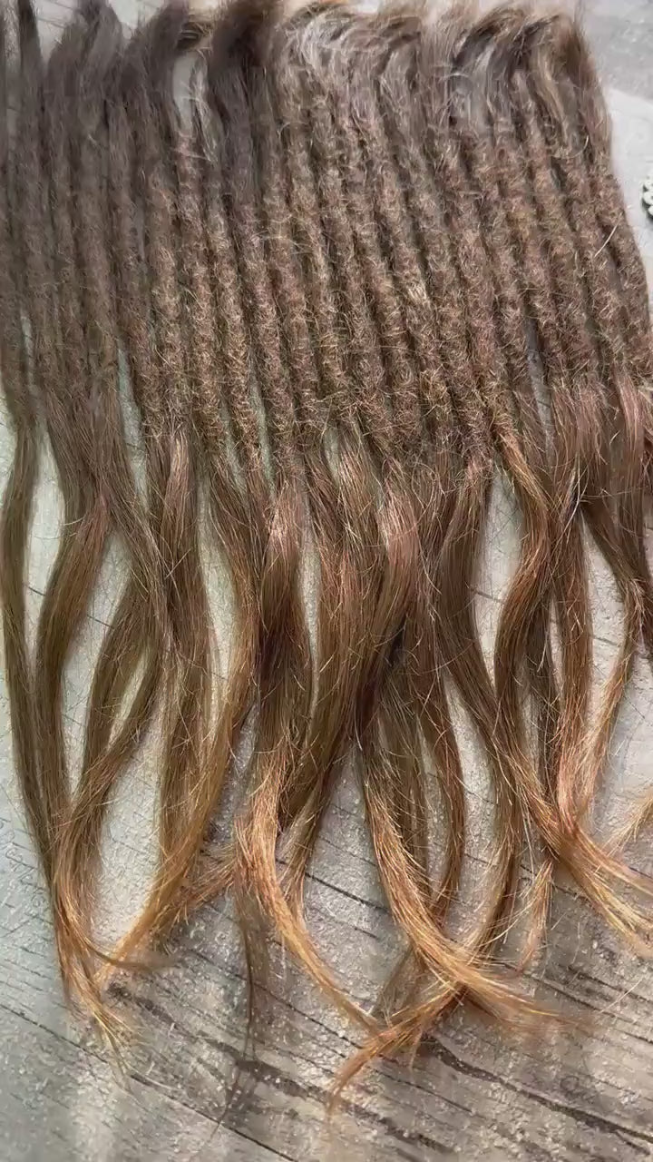 x22 Raw Virgin Golden Brown 100% Human Hair Dreadlock Extensions 13 Inches
