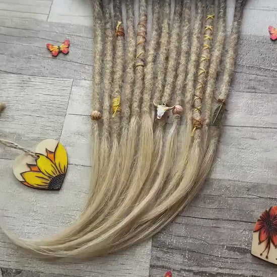 x13 Ombre Dark Brown to Blonde 100% Human Hair Dreadlock Extensions 14 Inch