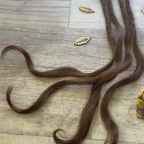 X4 Wavy Brown 100% Human Hair Dreadlock Extensions 14 Inch