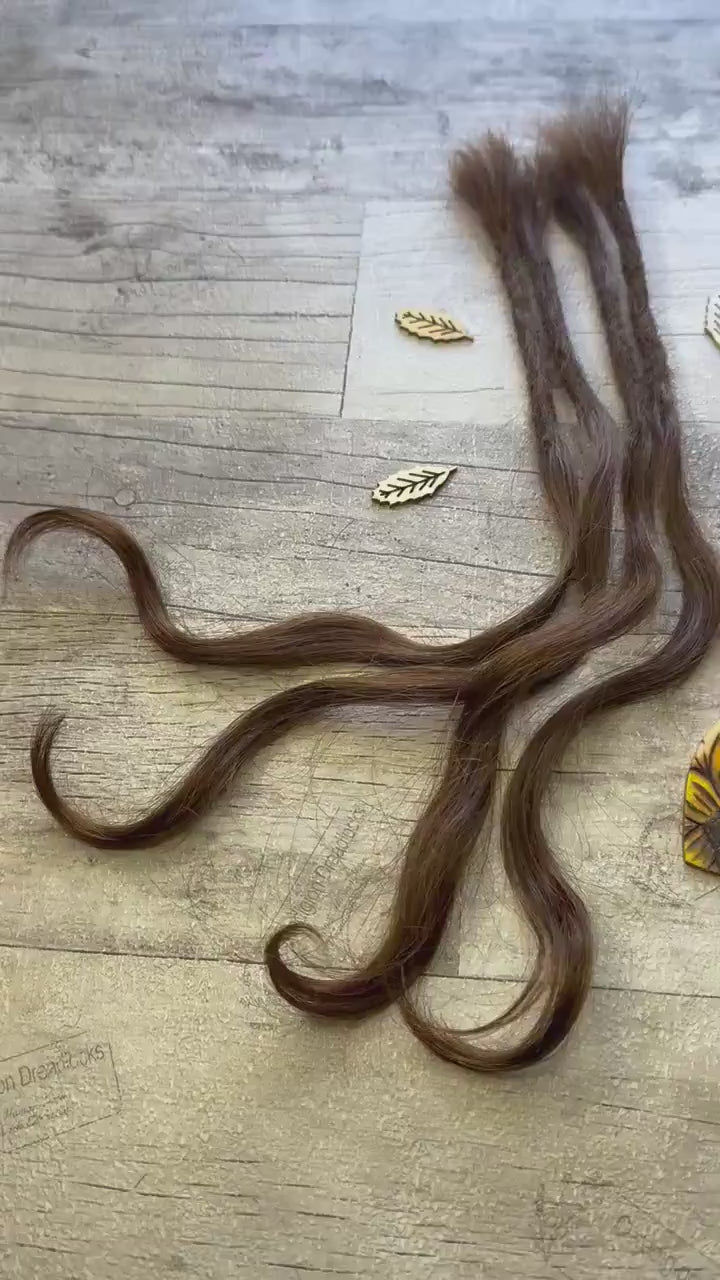 X4 Wavy Brown 100% Human Hair Dreadlock Extensions 14 Inch